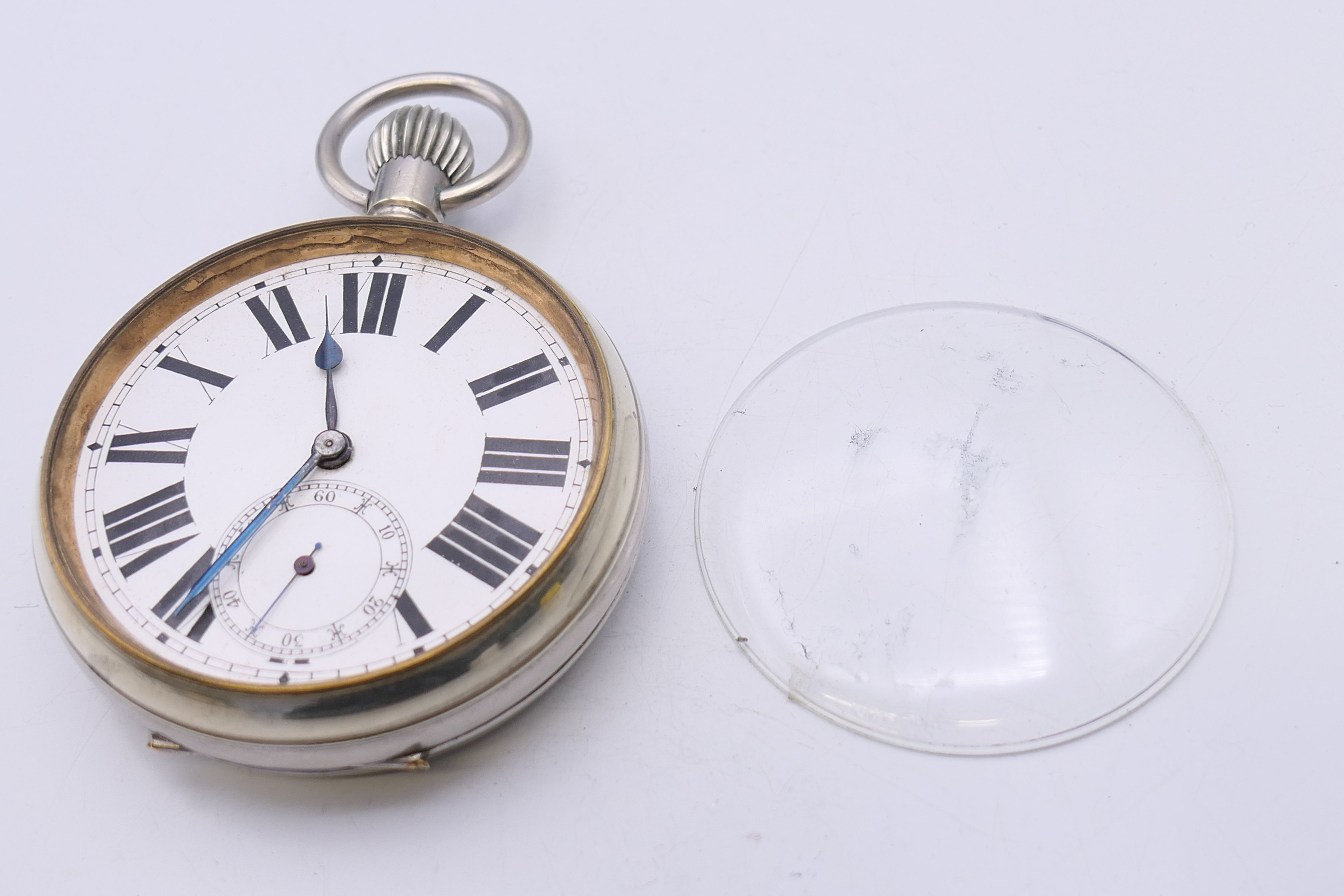 A silver plated Goliath pocket watch housed in a silver mounted case inscribed Oct 8th 1912. - Image 5 of 13