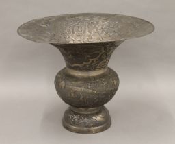 A late 19th century Canton white metal vase. 23.5 cm high.