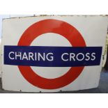 A large Charing Cross Underground Station enamel sign. 162 x 117 cm.