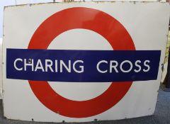 A large Charing Cross Underground Station enamel sign. 162 x 117 cm.