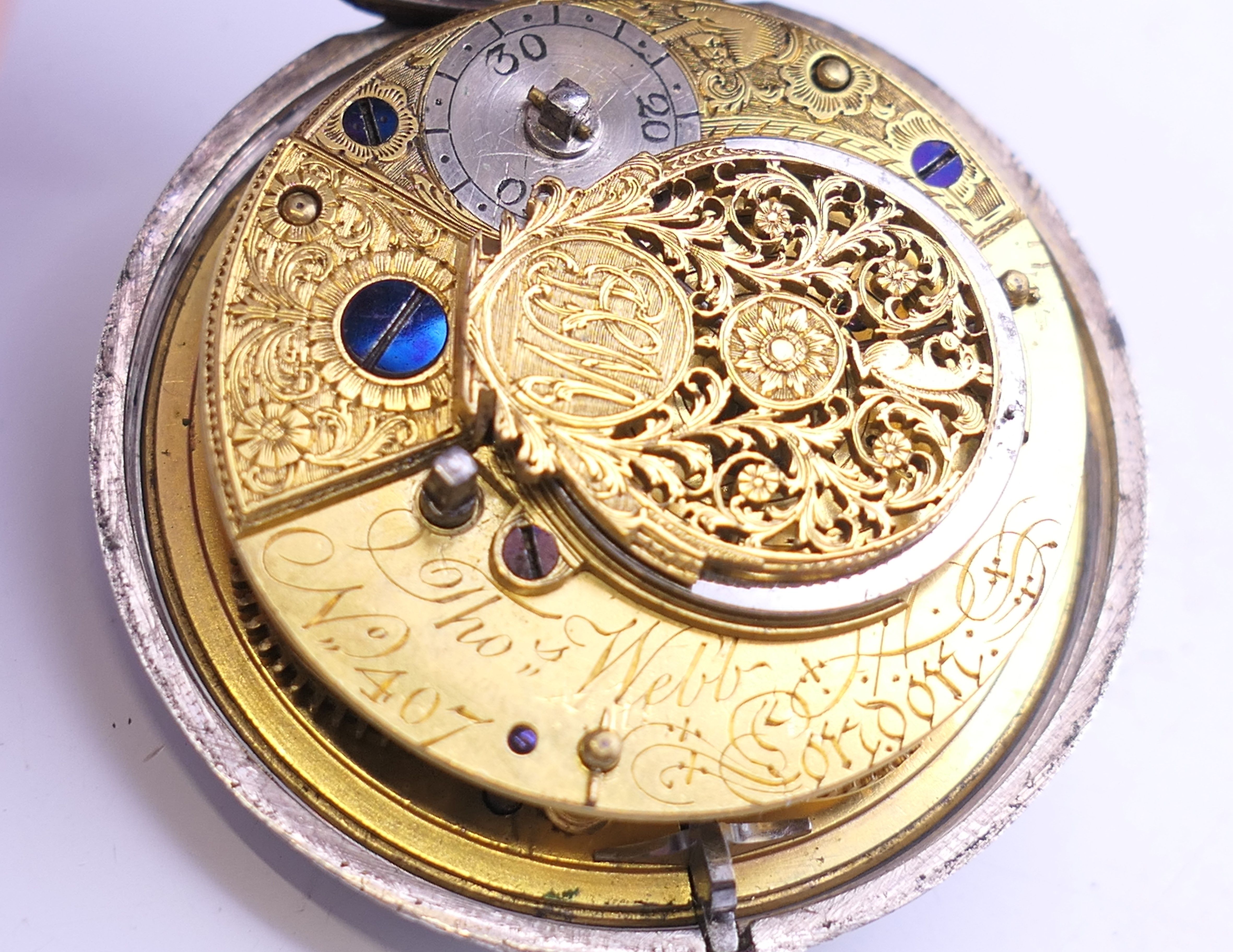 A silver pair cased pocket watch, Thomas Webb Watchmaker, William Russell case, - Image 10 of 11