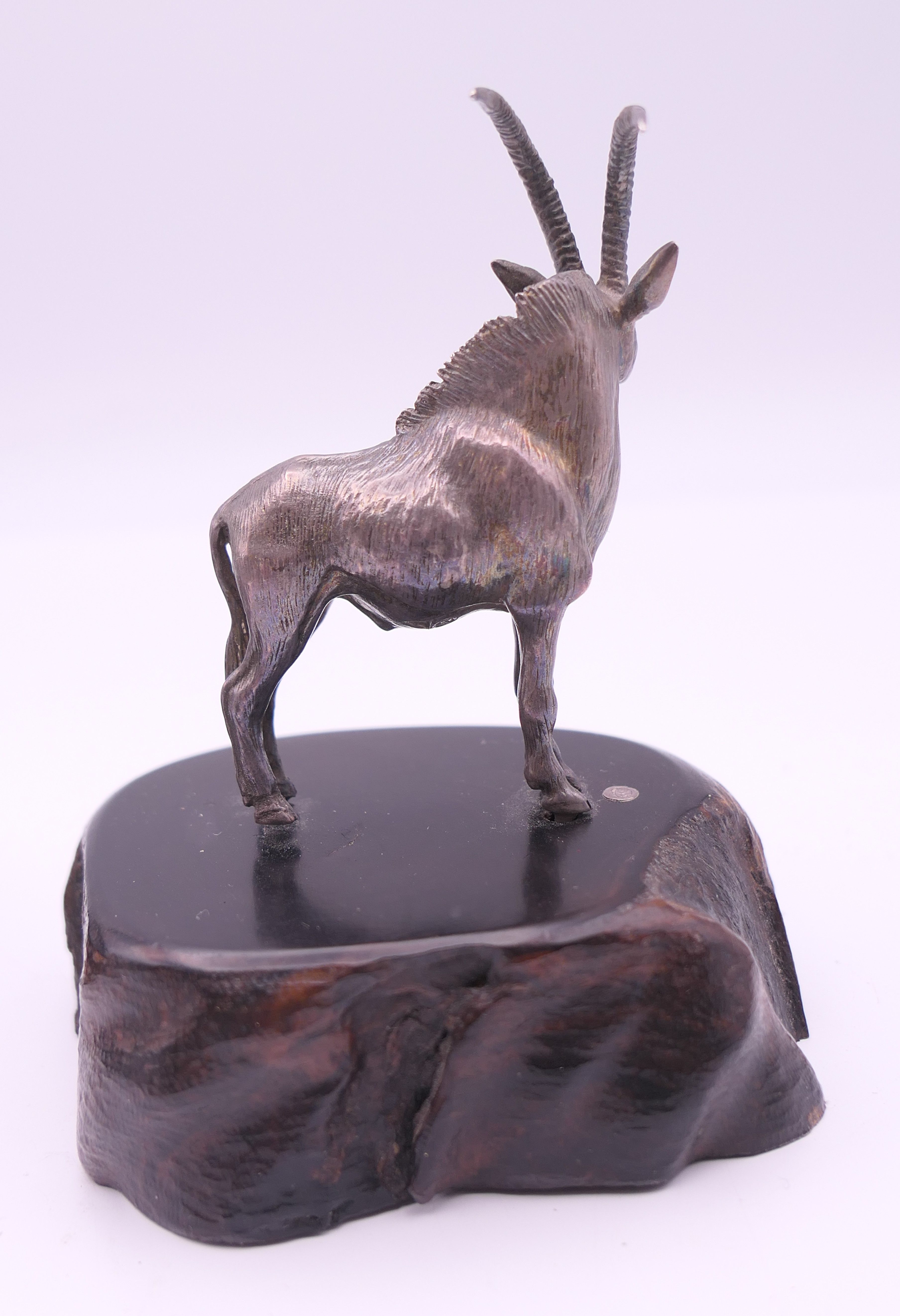 Five Patrick Mavros small silver model animals, three mounted on wooden plinth bases. The largest 8. - Image 3 of 15