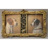 Two oils on panel Portraits of Jack Russell dogs ''Turk'' and ''Jack'', in the style of John Emms,