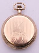 An Elgin gold plated full hunter pocket watch. 5 cm diameter.
