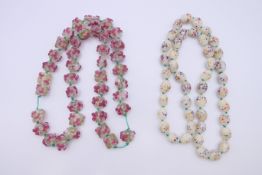 Two Venetian bead necklaces. Each approximately 70 cm long.