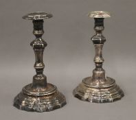 A pair of Continental silver candlesticks. 21 cm high. 704.8 grammes.