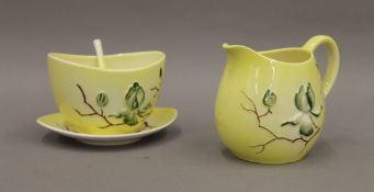 A Carlton Ware sugar and cream set. The jug 8.5 cm high.