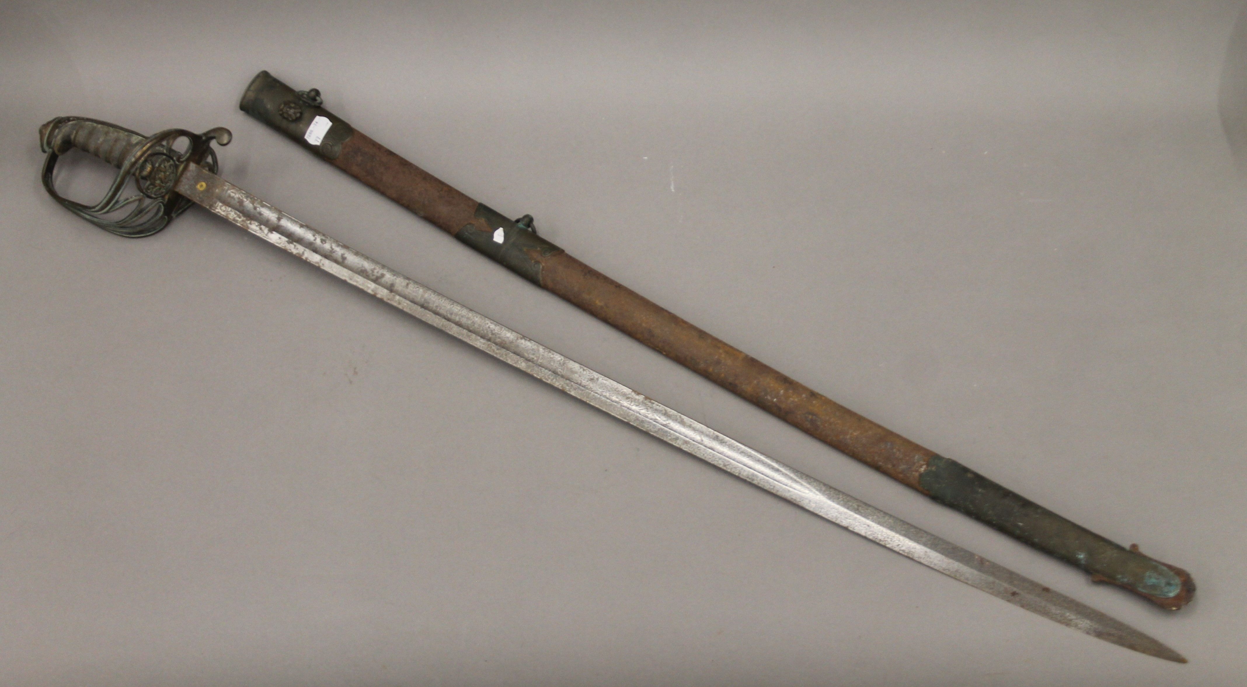 A Victorian Henry Wilkinson Service sword in scabbard. 102 cm long. - Image 3 of 11