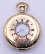 A Chaplin and Sons 18 K gold half hunter pocket watch, hallmarked for Sheffield 1869,