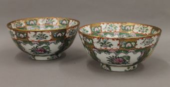 A pair of 20th century Canton famille rose bowls. 20.5 cm diameter.