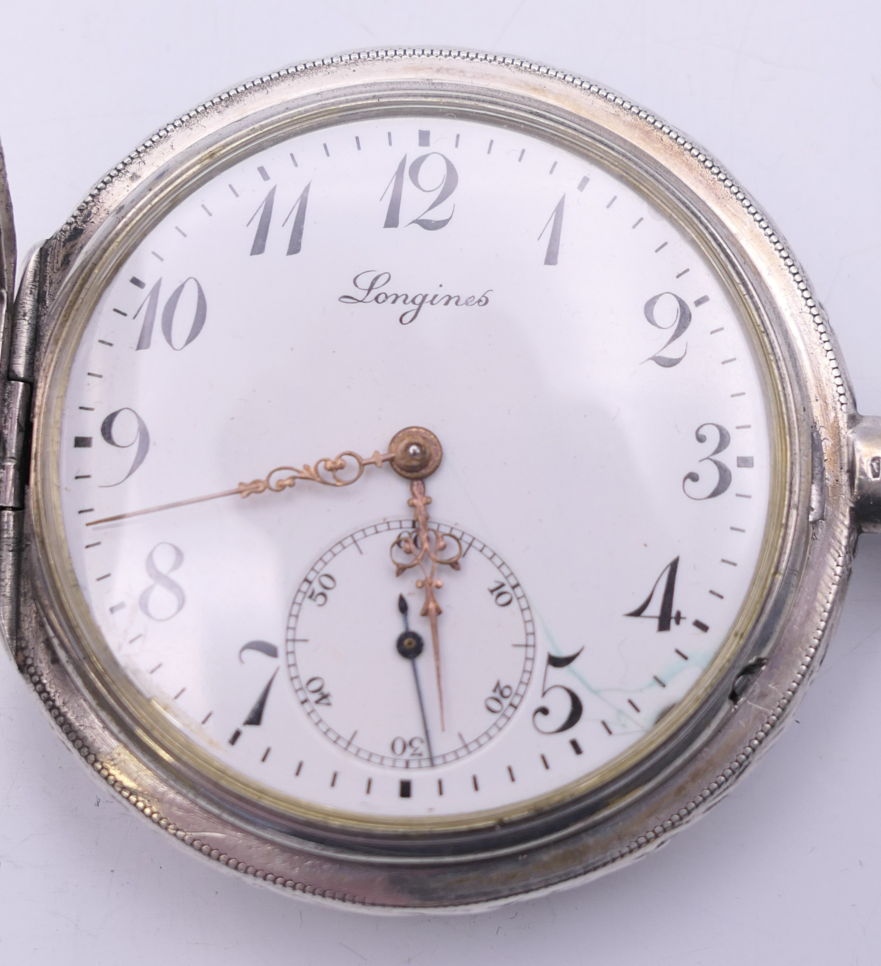 A Swiss Longines Grand Prix Paris 1900 800 silver full hunter pocket watch, serial number 2030641. - Image 4 of 9