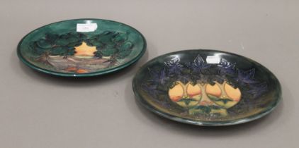 Two Moorcroft plates. 25.5 cm diameter.