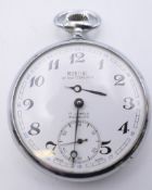 A Montine of Switzerland Waltham Railway pocket watch, inscribed BR 11128, hour hand broken,