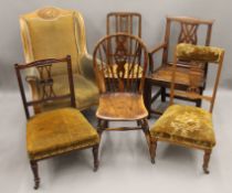 A quantity of various Victorian and Edwardian chairs. The largest 70 cm wide.
