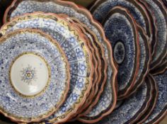 A collection of 19th century Worcester gilt heightened blue and white porcelain plates.