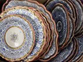 A collection of 19th century Worcester gilt heightened blue and white porcelain plates.