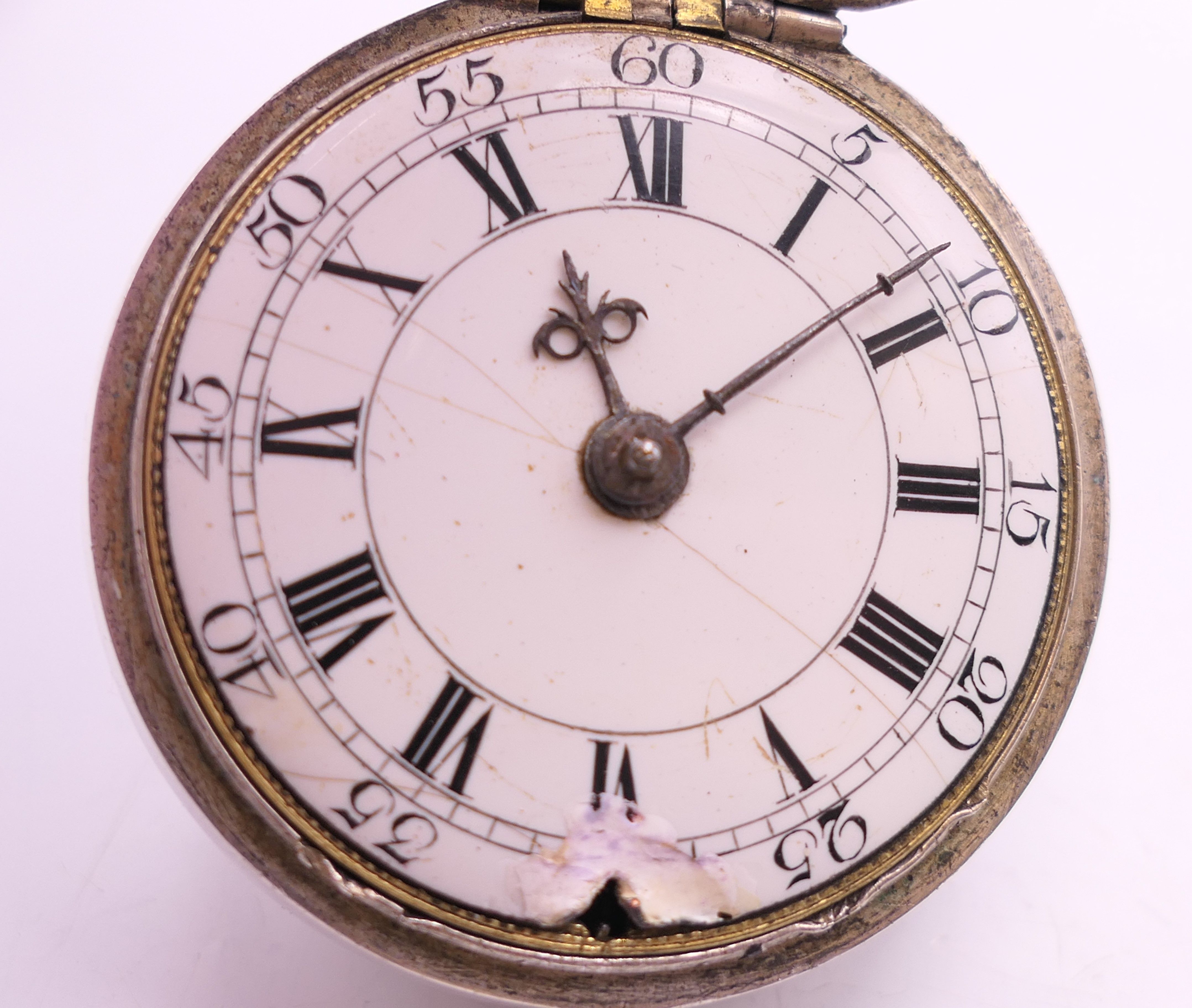 A silver pair cased pocket watch, movement marked Saml. Lingwood, Halesworth. 5.5 cm diameter. - Image 7 of 12