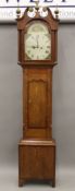 A 19th century oak and mahogany eight-day longcase clock with painted dial.