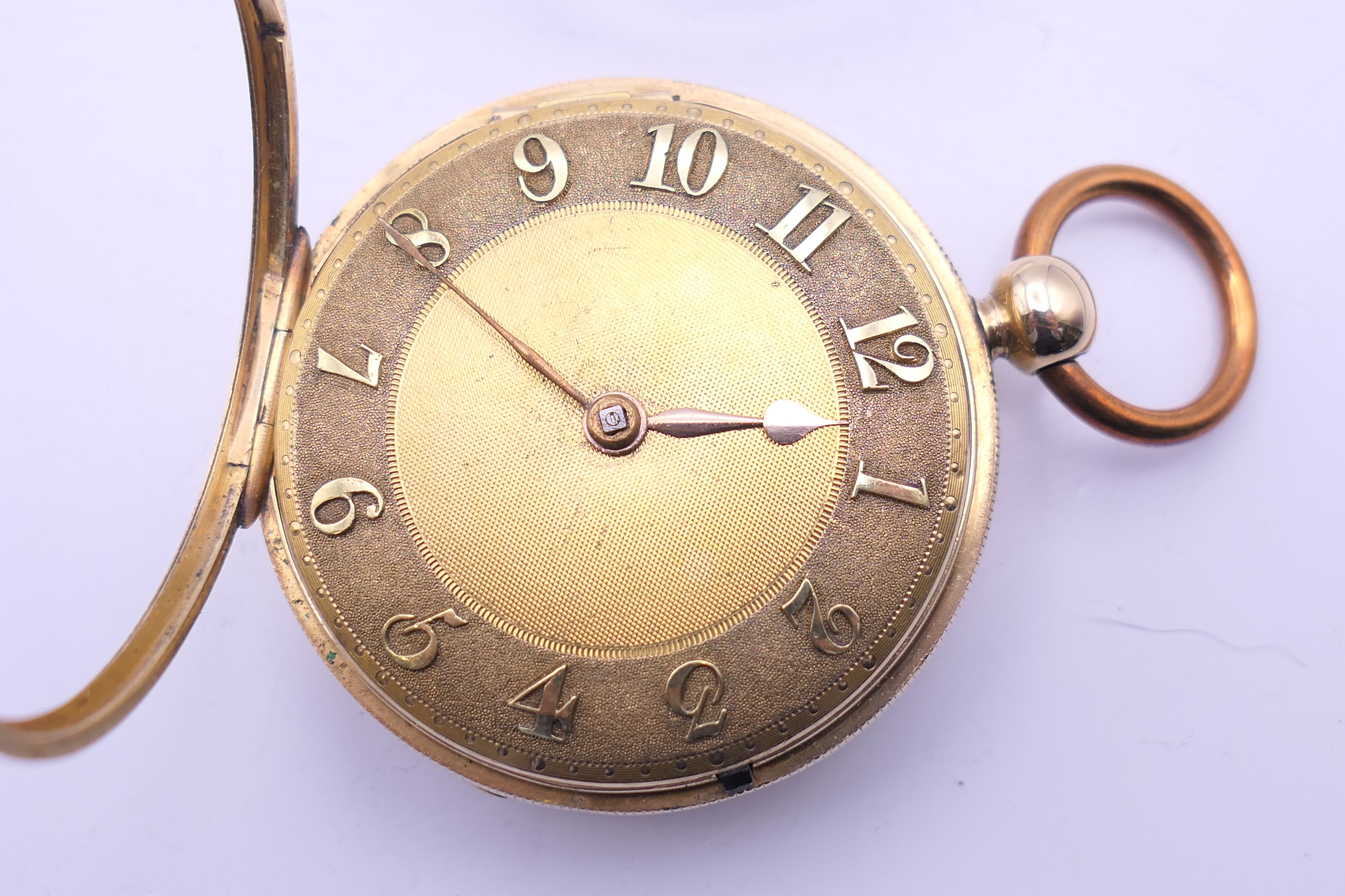 A Barwise 18 ct gold pocket watch, hallmarked for 1821. 4 cm diameter. 96.6 grammes total weight. - Image 4 of 11