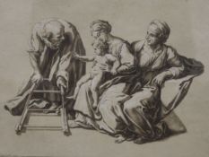 After RAPHAEL, an 18th century mezzotint and chiarosuro by Elisha Kirkall "The Holy Family",