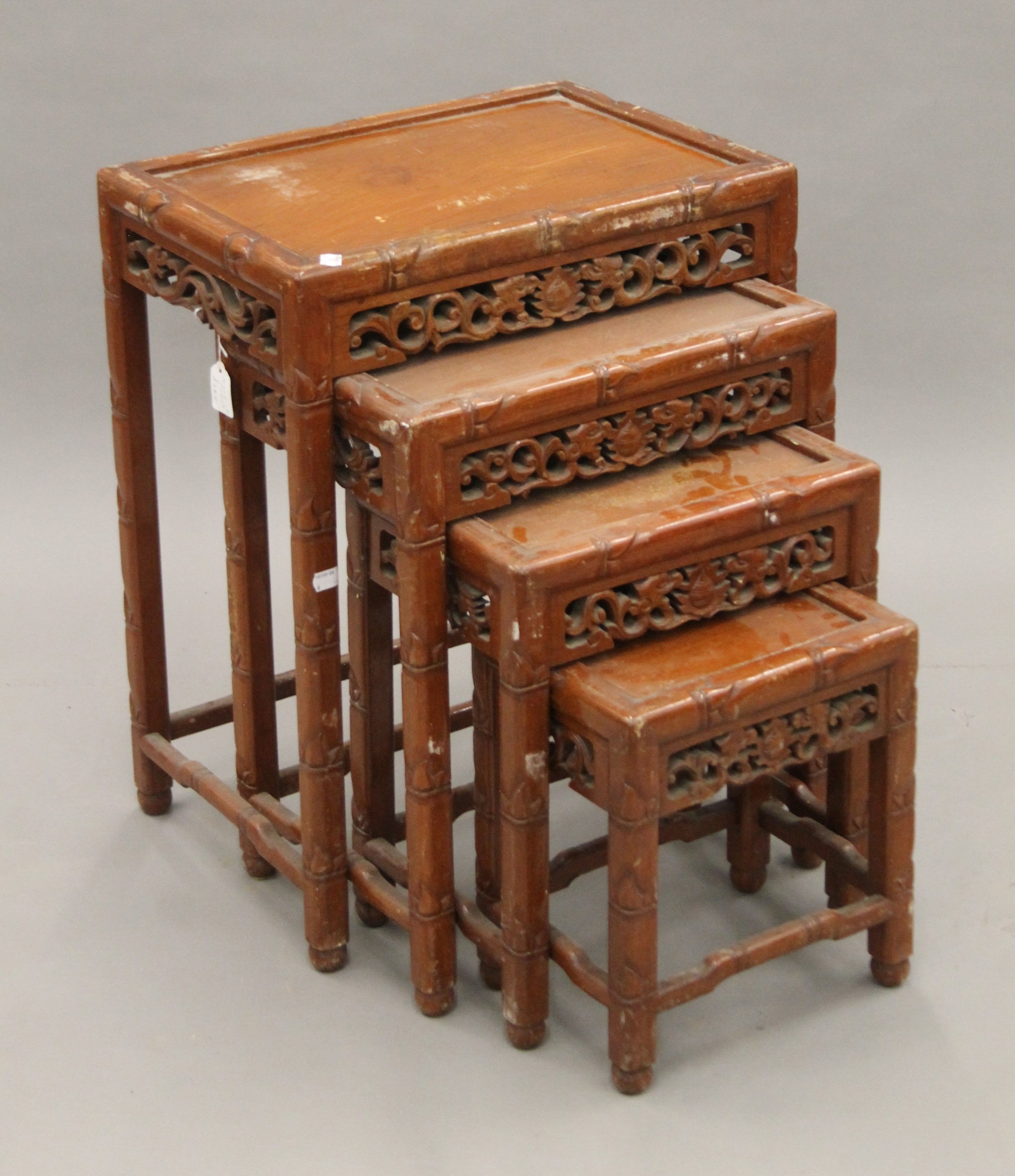 A nest of four Chinese tables. The largest 50 cm wide. - Image 2 of 5