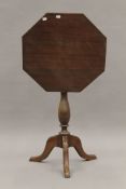 A 19th century octagonal tilt top tripod table. 51.5 cm wide.