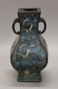 A 19th century Chinese bronze cloisonne vase. 25 cm high.