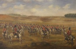 19TH CENTURY BRITISH SCHOOL, Military Battle Field with The Royal Scots Greys on Horseback,