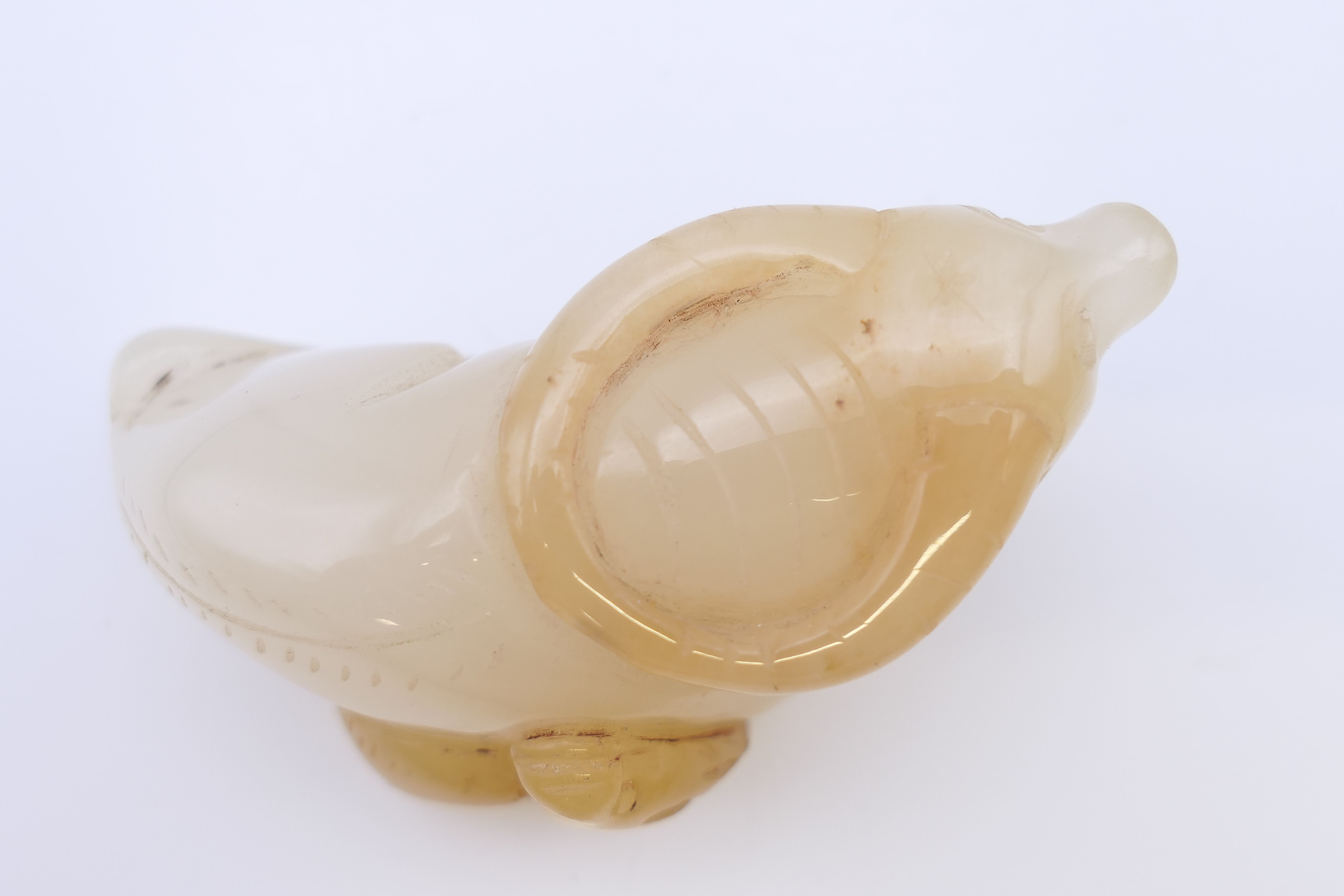 A Chinese white jade recumbent water buffalo, late Qing Dynasty or after. 7 cm long. - Image 4 of 6