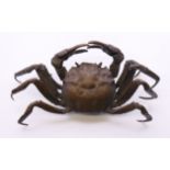 A bronze model of a crab. 15 cm wide.