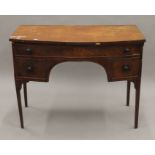 A 19th century mahogany bow front side table. 98.5 cm wide.