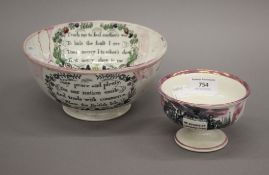 Two 19th century Sunderland lustre bowls. The largest 19 cm diameter.