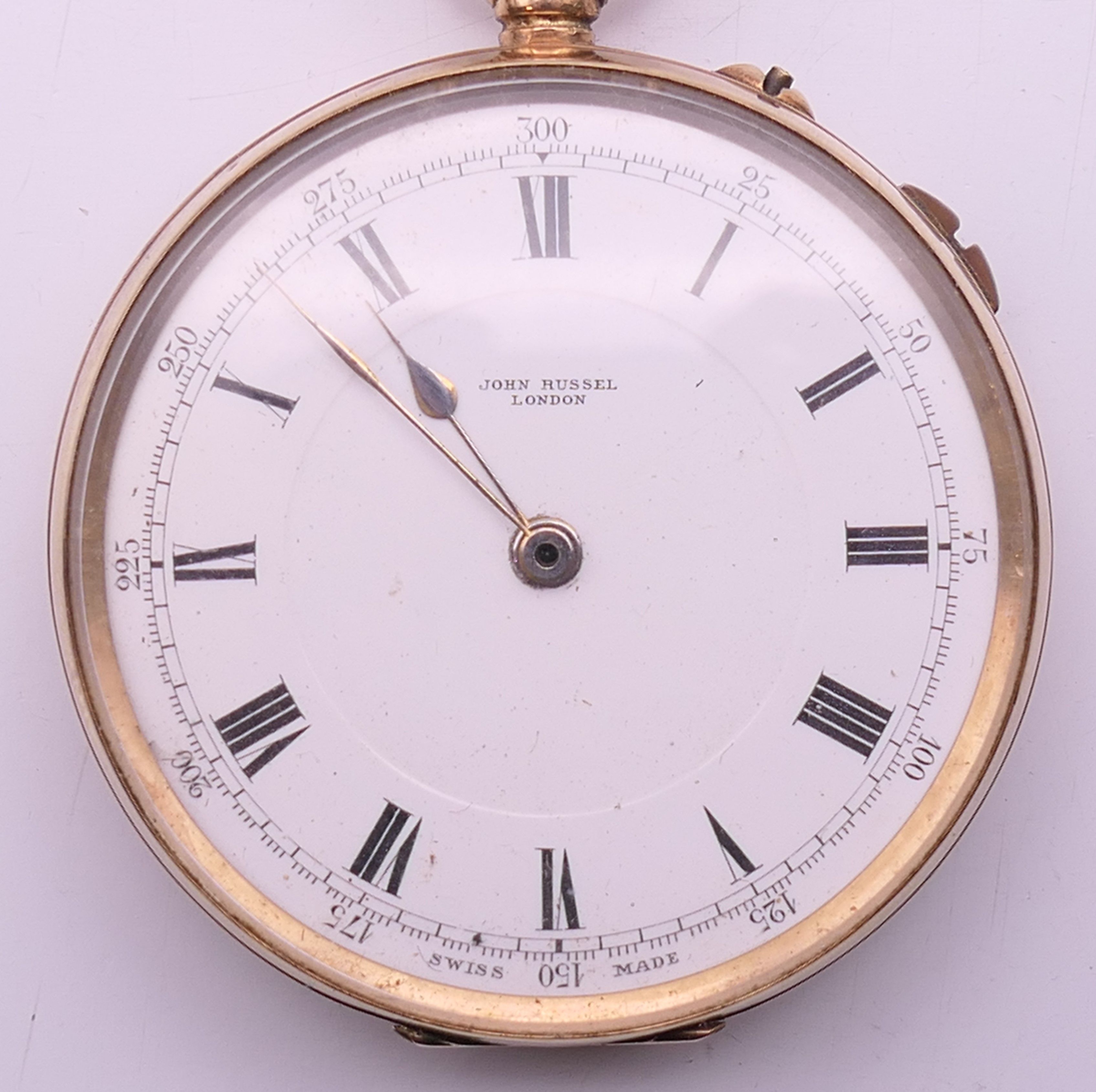 A 9 ct gold pocket watch on a 9 ct gold chain. 4.75 cm diameter, chain 35 cm long. The watch 78. - Image 3 of 17