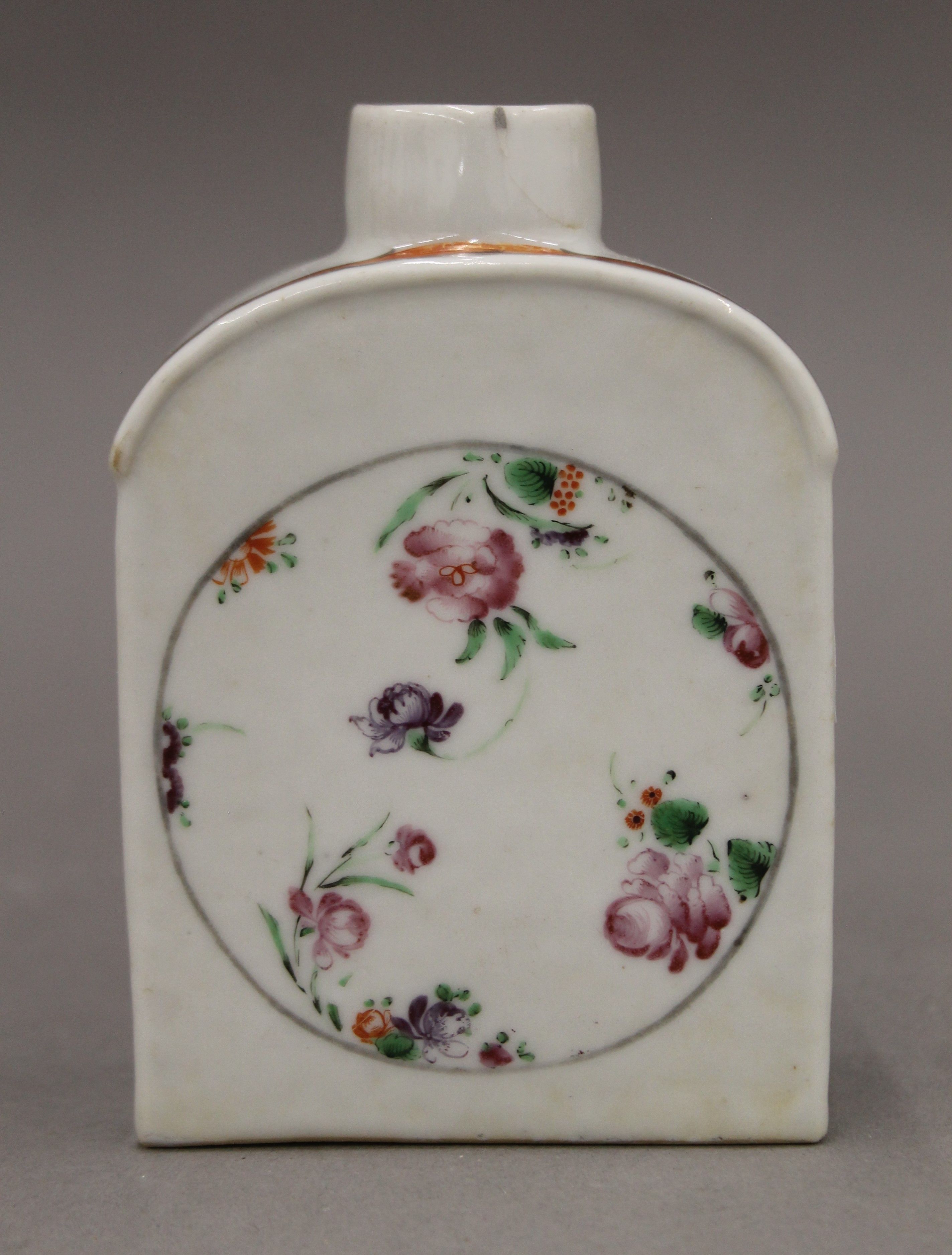 An 18th century Chinese famille rose porcelain tea caddy and a 19th century Canton porcelain twin - Image 3 of 14