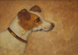 HENRY PERCY, Terrier, oil on board, framed. 16.5 x 11.5 cm.