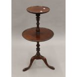 An early 20th century two tier mahogany side table. 76.5 cm wide.