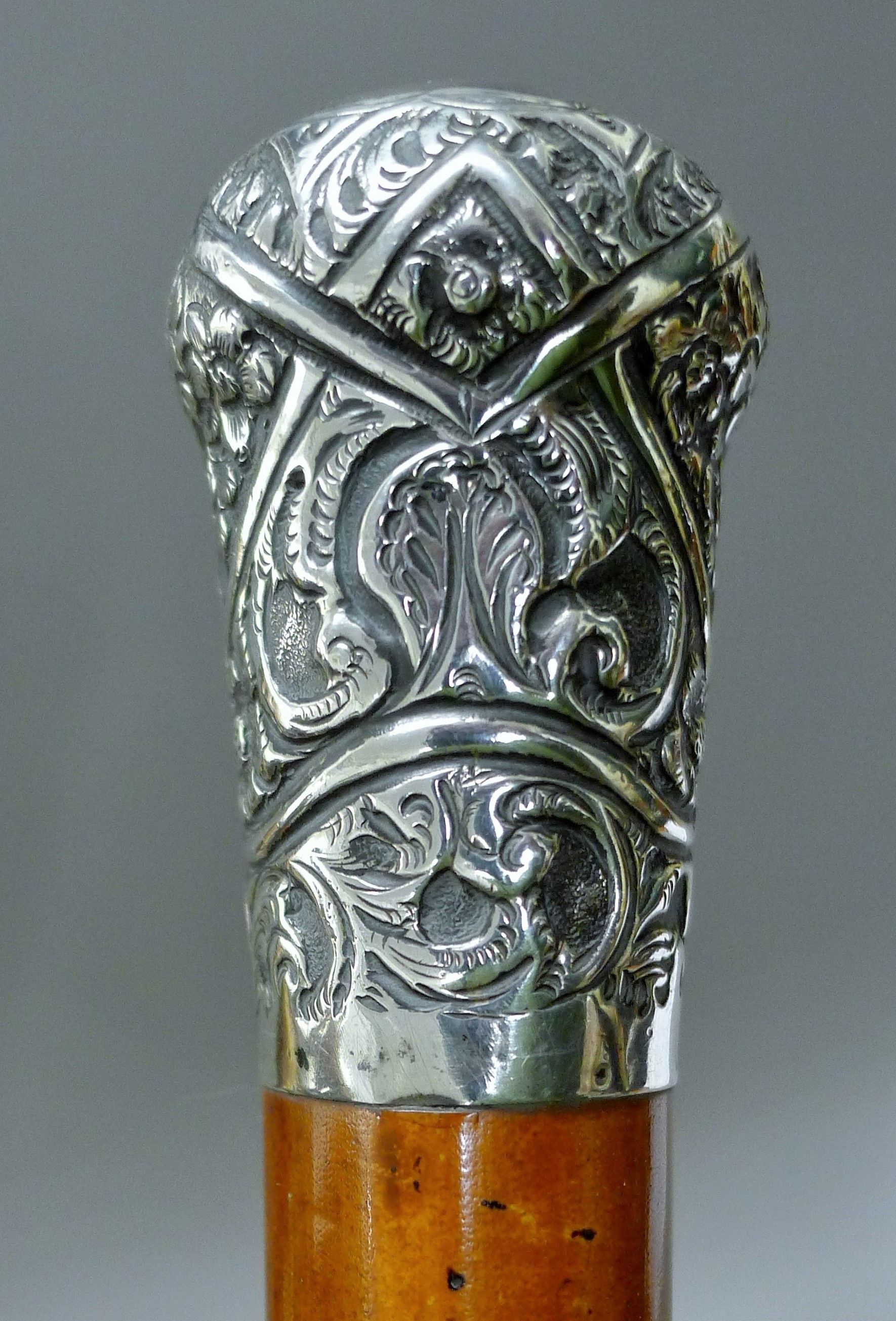 A silver mounted malacca cane decorated with Suffolk Regiment 4th Battalion insignia, - Image 3 of 4