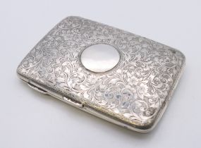 A silver card case, hallmarked for Birmingham 1899, maker's mark of L & Co. 10.5 cm x 7.5 cm. 107.