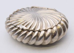 A silver snuff box, hallmarked for Birmingham 1890. 6 cm x 4.5 cm. 20 grammes.