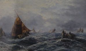 After THOMAS BUSH HARDY (1842-1897) British, Fishing Vessels in the Channel, oil on board,