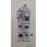 CAROLYN SHORES WRIGHT (1929-2023) American, Apartment and Pecking Order, two prints,