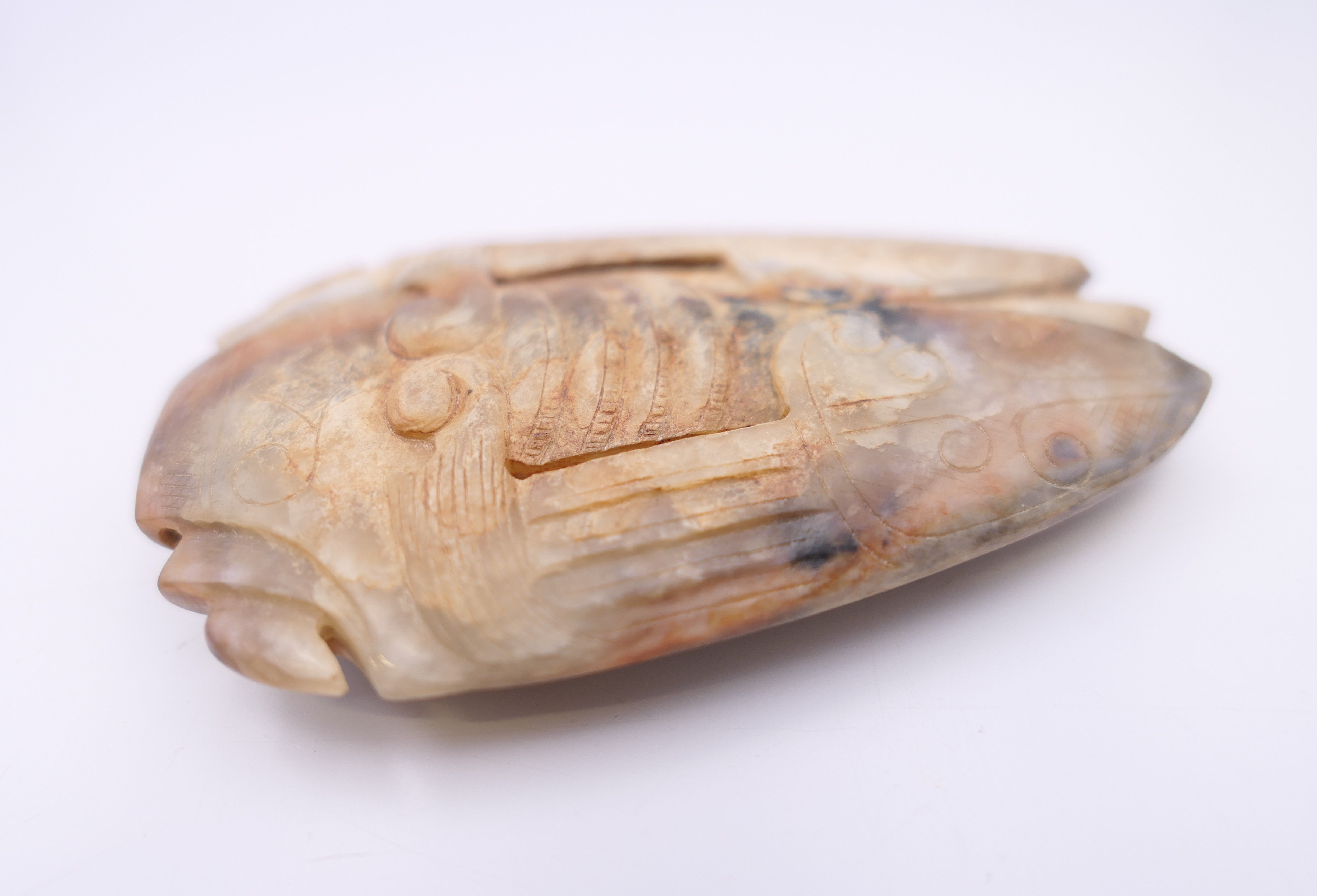 A Chinese russet jade coloured cicada, Shang Dynasty. 6 cm long. - Image 3 of 5