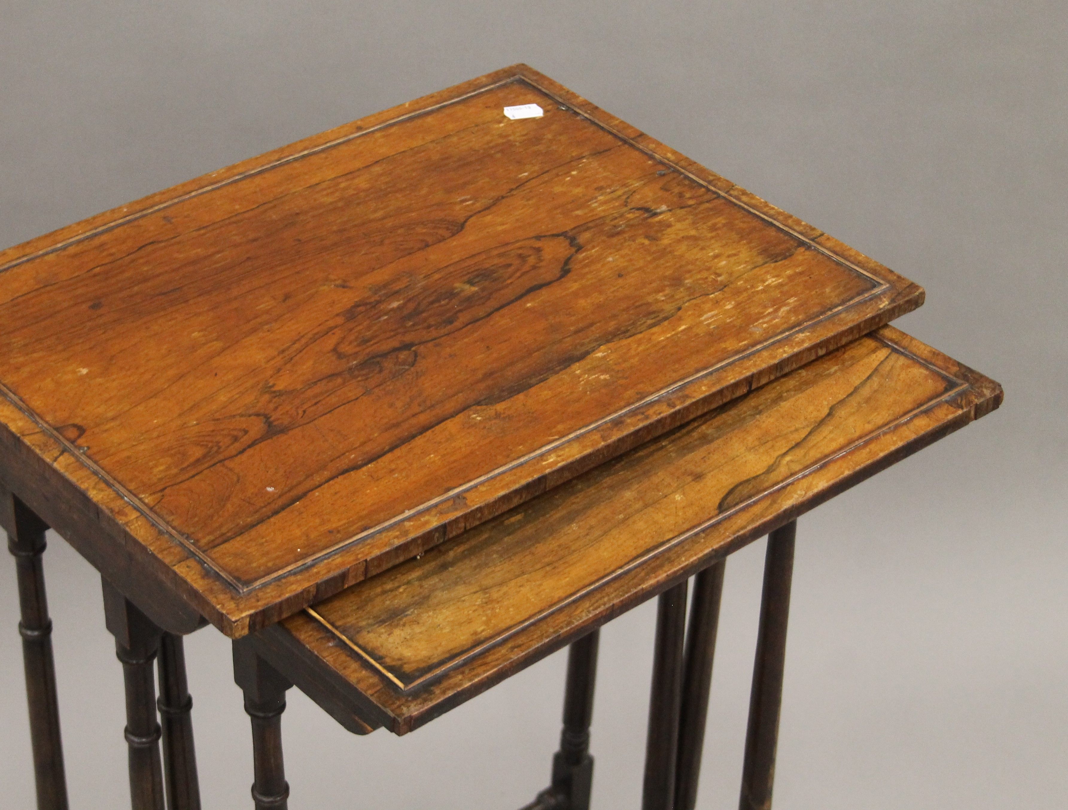 A 19th century nest of two rosewood tables. The largest 50 cm wide. - Image 3 of 5