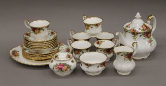 A Royal Albert Old Country Roses pattern porcelain tea set.