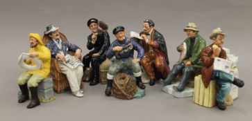A collection of Royal Doulton figures. The largest 20 cm high.