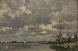 JOHANNES ALBERTUS HESTERMAN JR (1877-1955) Dutch, Plaslandschap in Loosdrecht, oil on panel, framed.