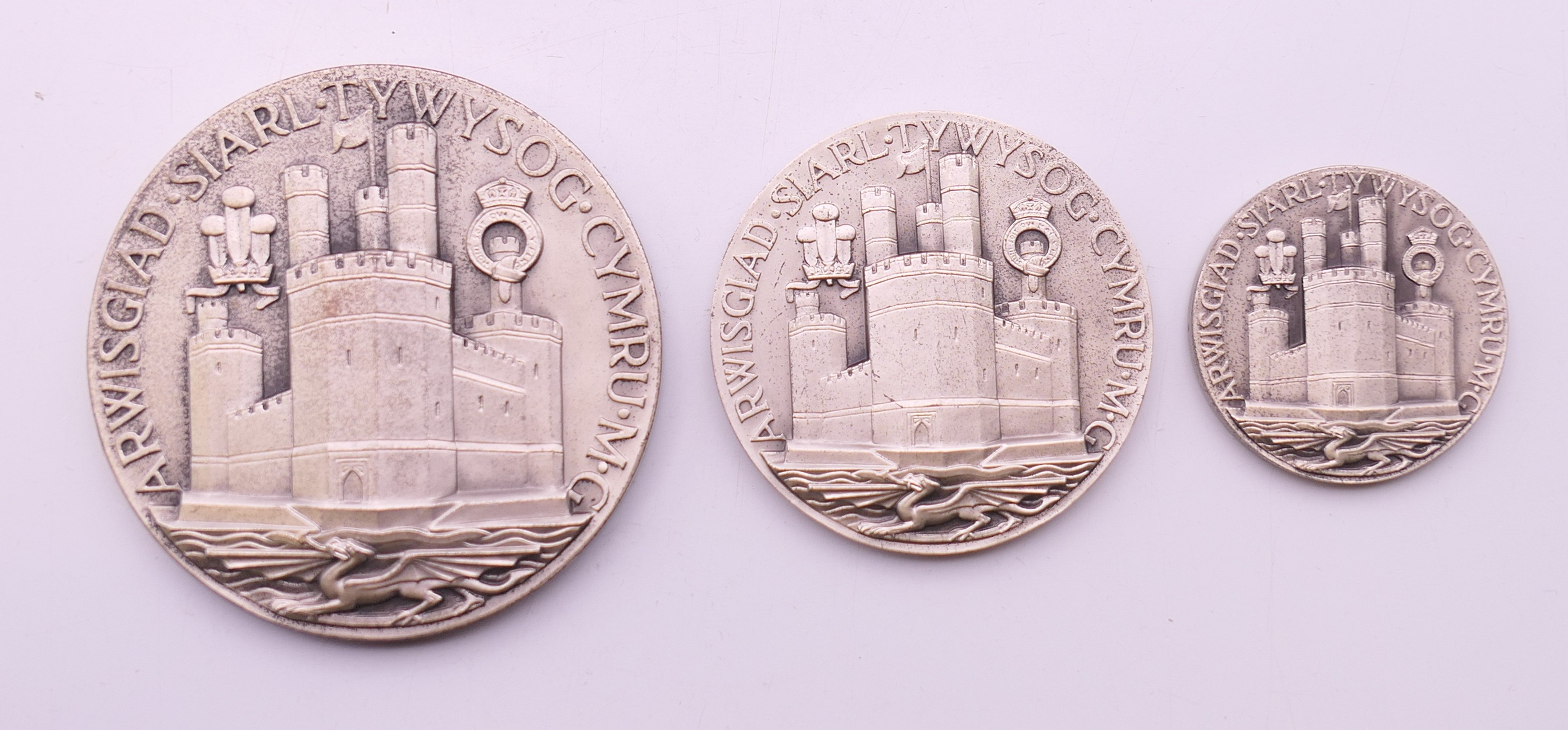 A cased set of hallmarked silver Britannia coins -Commemorative Medal of the Investiture of Prince - Image 2 of 6