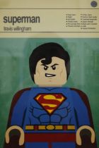 Superman, Travis Willingham print, framed. 17.5 x 26.5 cm.