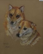 TRUDA HOPE PANET, a pair of Dogs 'Mati and Puu', pastel, dated 4/11/56, framed and glazed. 44.