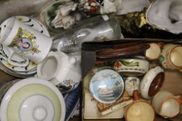A box of miscellaneous ceramics, glass, etc.